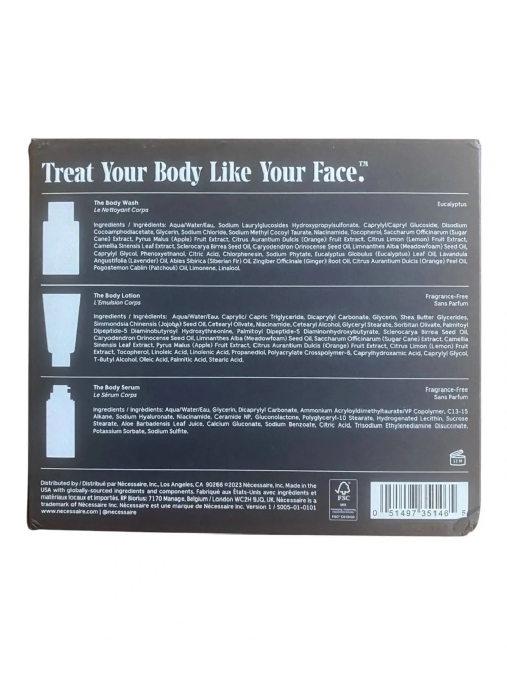 Nécessaire The Body Essentials Travel Set BNIB Body Wash Lotion Serum
